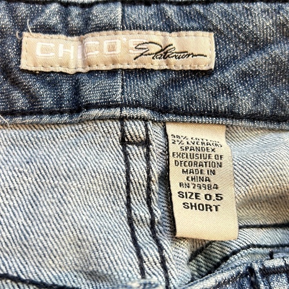 Chico’s Platinum Flap Pocket With Sequins Boot Cut Jeans - Picture 7 of 8